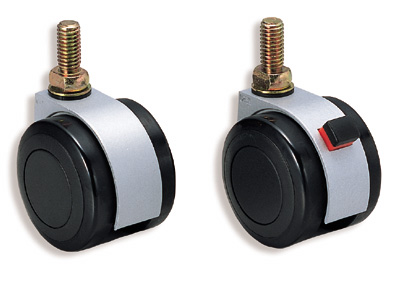 Twin wheel caster, threaded bolt type